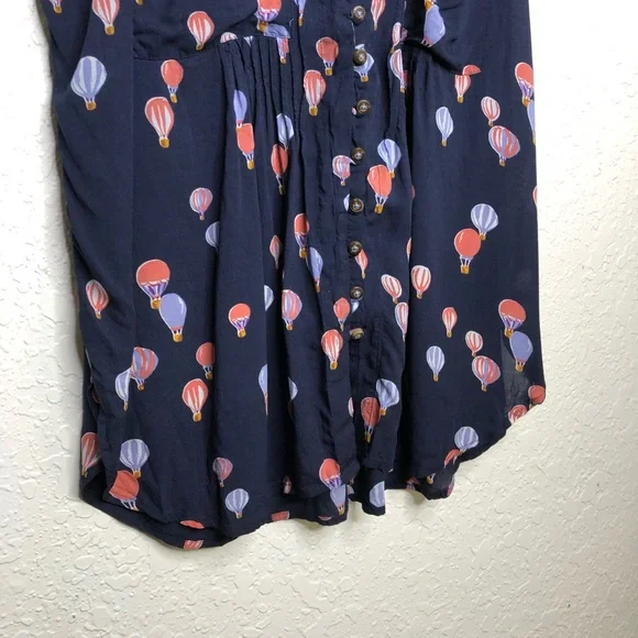 Anthropologie Maeve navy blue pink hot air balloon sleeveless top size Large - Picture 5 of 16